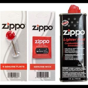 4 oz Zippo Fuel Fluid 1 Flint & 1 Wick